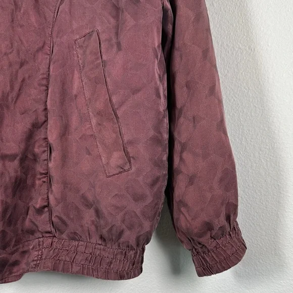 Vintage FUDA International Y2K Quilted 100% Silk Burgundy Bomber Jacket Size M - Picture 6 of 10